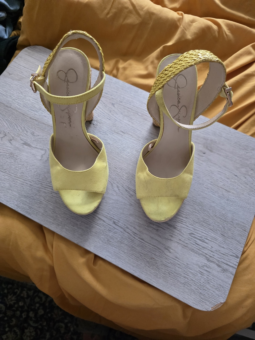 Jessica Simpson Yellow Ankle-Strap Platform Sandals